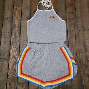 Women's 2 Piece Set Halter Crop Top and Shorts